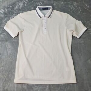 Jean Pierre Mens Short Sleeve Mesh Polo Shirt Cream Size L Air Player Sport Golf